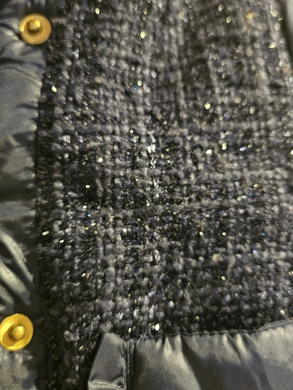 EPK Boutique Girl’s Tweed & Puffer Ruffle Winter Jacket Navy Blue - Size 12M